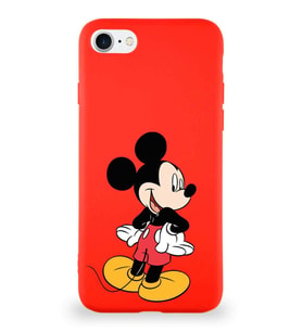 Apple iPhone 7 Soft Premier Kapak Mickey Mouse-D Tasarımlı Silikon Kılıf - Kırmızı (Şeffaf)