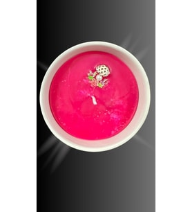 11x11 cm Büyük Boy Seramik Kapta El Yapımı Dekoratif Mum – pembe - sıklemen