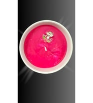 11x11 cm Büyük Boy Seramik Kapta El Yapımı Dekoratif Mum – pembe - sıklemen