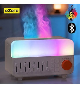Ezere A14 Bluetooth Hoparlörlü Alev Efektli 8 Sesli Aromaterapi Difüzörü Ultrasonik Hava Nemlendici (Beyaz)