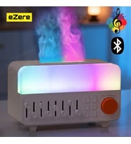 Ezere A14 Bluetooth Hoparlörlü Alev Efektli 8 Sesli Aromaterapi Difüzörü Ultrasonik Hava Nemlendici (Beyaz)