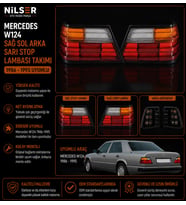 Mercedes W124 200E-230E-E200 Sağ-Sol Sarı Stop Lambası 1986-1995