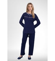 Mecit 6388 Lacivert %100 Pamuk Büyük Beden Kadın Pijama Takımı