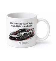 Spor Araba V8 Motor Hız Tutkusu Otomobil Dergisi Temalı Baskılı Porselen Kupa Bardak Hediye