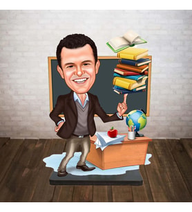 KİŞİYE ÖZEL KARİKATÜR erkek öğretmen BİBLOSU