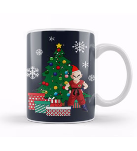 Krillin Around The Christmas Tree Kupa Bardak Porselen