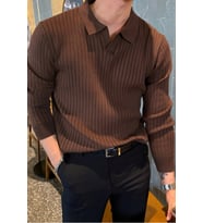 Erkek Polo Yaka Triko Kazak Slim Fit Fitilli