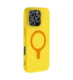 iPhone 16 Pro Kılıf M-Safe Şarj Özellikli Aris Silikon Kılıf Sarı