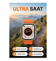 Ultra Akıllı Saat GPS Destekli Nabız Ölçer Uyku Takibi Sesli Görüşme Krem Kordon
