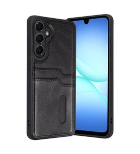 Galaxy A57 5G Sara Kartvizitli Deri Kılıf - Siyah