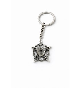 Mistik Pentagram ve Sembol Detaylı Gümüş Renk Unisex Gotik Metal Anahtarlık