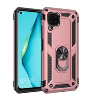 Huawei P40 Lite Yüzüklü Standlı Manyetikli Hybrid Zırh Kılıf (Rose)
