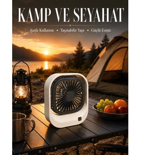 Şarjlı Masaüstü Fan Güçlü Hava Akışı Sessiz Çalışma