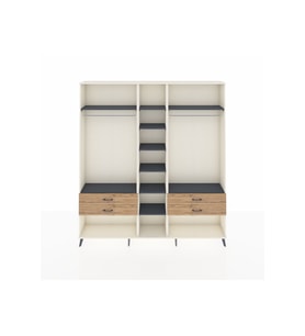 Arges Dolap 10 Raflı 4 Çekmeceli 2 Askılı 220x30x243 Aytaşı-Antrasit/Çam