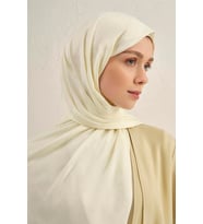 Lyocell Viscon Dalga Desen Şal 1 (Krem)