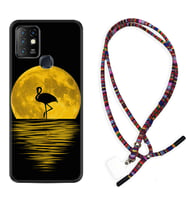 INFINIX Hot 8 9 10 11S Hot 10 Play 10T Kılıf Boyun Asklı Rasta Silikon Ay ve Flamingo 1775