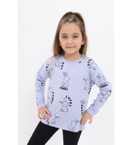 Toontoy Kız Çocuk Baskılı Sweatshirt (Mavi)