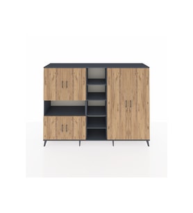 Hyperion Dolap 13 Raflı 6 Kapaklı 220x44x163 Antrasit-Çam/Antrasit
