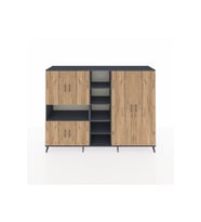 Hyperion Dolap 13 Raflı 6 Kapaklı 220x44x163 Antrasit-Çam/Antrasit