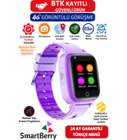 Çocuk Akıllı Saat, Görüntülü Görüşme, GPS, Wi-Fi, Konum Takip, Sim Kartlı, Pembe Mor