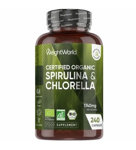 Certified Organic Spirulina & Chlorella 1740 mg 240 Capsules