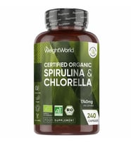 Certified Organic Spirulina & Chlorella 1740 mg 240 Capsules