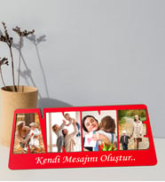 Kişiye Özel 4 Fotoğraflı Canım Annem Tasarımlı Ahşap Kolaj Masaüstü Çerçeve