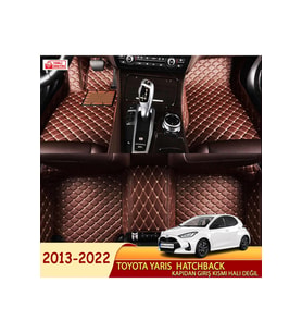 Miren Toyota Yaris L 2013-2022 hatchback Uyumlu 5d Havuzlu Suni Deri OTO PASPAS (Kahverengi)