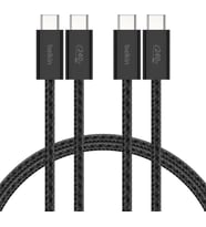 2'li Örgülü USB-C - USB-C Kablo, 1,5 m, 240 W, Yumuşak, Esnek ve Hızlı Şarj Kablosu, iPhone 17 ve 16 Serisi, Galaxy S25, Pixel 10, iPad Pro ve Daha Fazlasıyla Uyumlu, Siyah