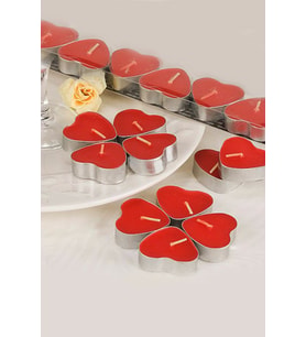 Pazariz 8 adet Kalp Şeklinde Tea Light Mum (Kırmızı)