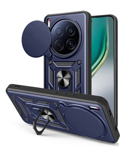 Tecno Camon 40 Premier 5G Kılıf Kamera Korumalı Zırh Tank Sürgülü Vega Kapak (Mavi)
