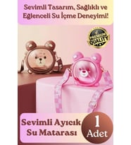 #Matara Kaliteli BPA İçermez Askılı Pipetli Çocuk Okul 3D Desenli Sevimli Ayıcık Model Su Matarası