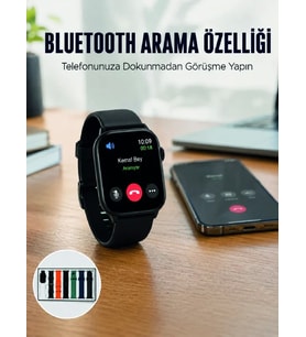 Akıllı Saat 7 Kordonlu Bluetooth Aramalı Nabız ve Dokunmatik Akıllı Saat