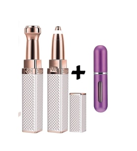 Luxury 2 Başlıklı Şarjlı Işıklı Kaş Bıyık Alma Vücut Kadın Tüy Epilasyon Aleti Ve Mini Parfüm Şişesi