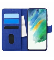 Microsonic Samsung Galaxy S21 FE Kılıf Fabric Book Wallet Lacivert