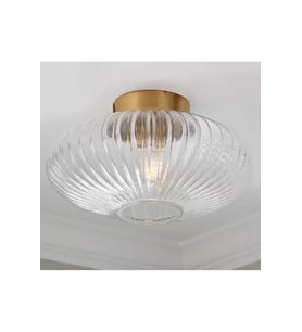 RUSTİK VİNTAGE ŞEFFAF  ELİPS CAMLI TAVAN PLOFONYER AVİZE   ÇAP 30 CM