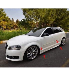 Audi A3 8P 4 Kapı Yan Marşpiyel Seti Mat Siyah Plastik 2 Adet 2006 2007 2008 2009 2010 2011 2012