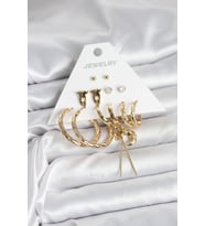 Gold Renk Pirinç 6'lı Kadın Küpe Seti 5886 - HPSBYI3228-2599