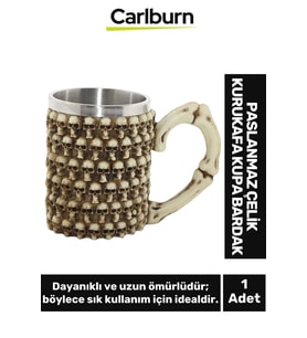 Özel Tasarım Dekoratif Şık Hediyelik Sevgili Arkadaş Paslanmaz Çelik Kurukafa Kupa Bardak 11*15 Cm