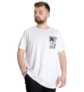Mode XL Büyük Beden Erkek T-shirt AUTHENTIC 23140 Beyaz