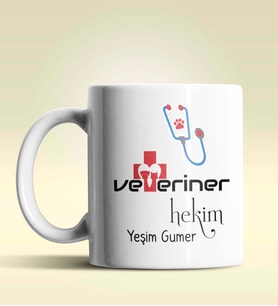 Kişiye Özel Veteriner Hekim Tasarımlı Beyaz Kupa Bardak
