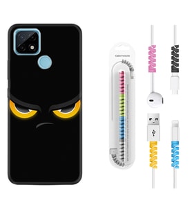 Realme C11 C21 C21Y C25Y C11 2021 Kılıf Kablo Koruma Spiral Silikon Black Eyes 1644