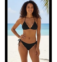 Fantezia Night Kadın Beyaz Pedli Bel ve Boyundan Bağlamalı Dantelli Şık Bikini Takımı