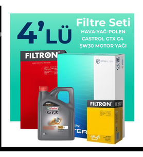 Filtron Nissan Juke 1.5 Dizel Filtre Bakım Seti Castrol Motor Yağlı (2014-2019) 4 Lü