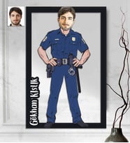 Kişiye Özel 3D  Ahşap Polis Erkek 30x40 -4