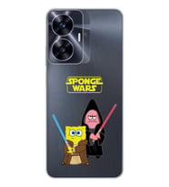 Realme C55 Uyumlu Sunger Bob Star Wars Desenli Şeffaf Telefon Kılıfı