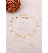 Pullu Sallantılı Taşlı Altın Yaldızlı Gümüş Bileklik 3731