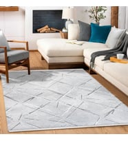 Makine Kaymaz Yıkanabilir Gri Geometrik Triko Salon Halısı Mutfak Halısı Koridor Halısı Yolluk 11558K