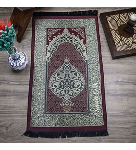 İsminizi Seccadeye Nakşediyoruz ,İsme Özel Hediyelik İpek Nur Tafta Seccade Bordo 68x110 cm - 200 gr