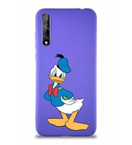 Huawei P Smart S Soft Premier Kapak Donald Duck-D Tasarımlı Silikon Kılıf - Mor (Şeffaf)